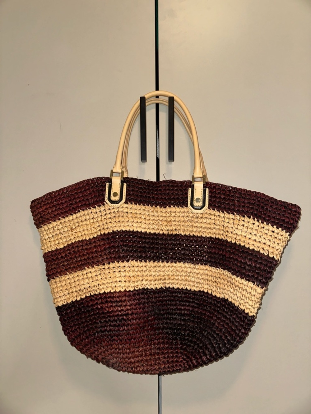 Alice and Olivia Striped Straw Tote Beach Bag